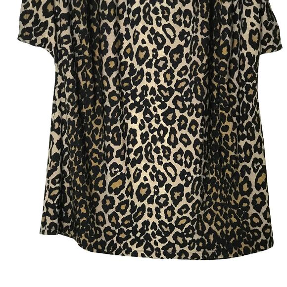 RACHEL Rachel Roy Cold Shoulder Animal Print Top Tan Black Size 0X - Picture 3 of 7